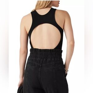 ba&sh Body Forever Bodysuit Black Designer Cotton Racerback New